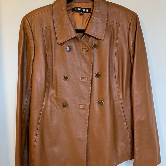 Anne Klein Women's Brown Leather Jacket - Picture 1 of 5